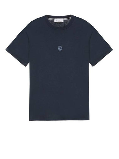 Garment Dyed Lettering One Print Cotton Jersey Short Sleeve T-Shirt Navy - STONE ISLAND - BALAAN 1