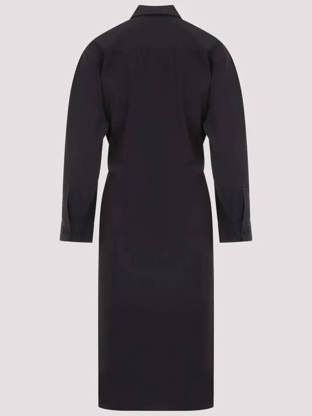 Straight Collar Twisted Midi Dress Navy - LEMAIRE - BALAAN 3