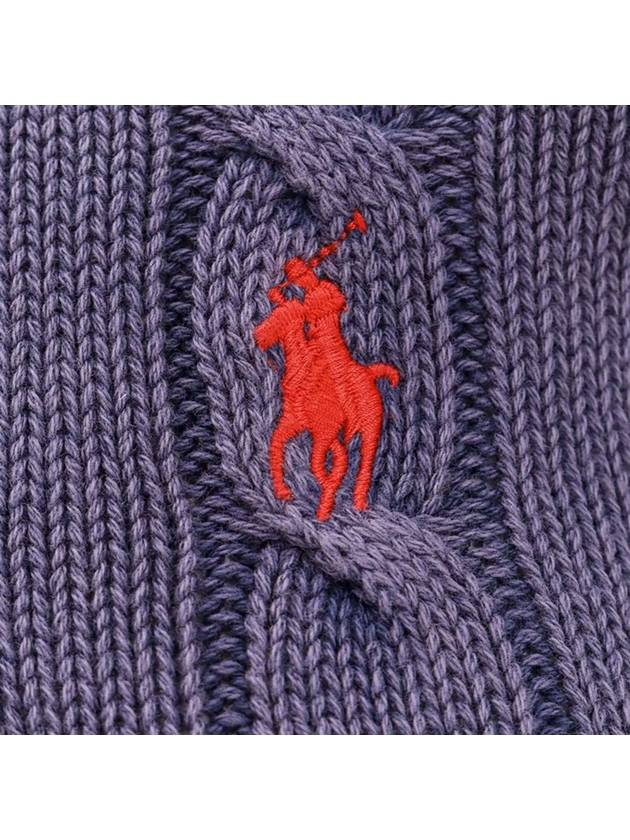 Embroidered Logo Slim Fit Knit Polo Shirt Purple - POLO RALPH LAUREN - BALAAN 5