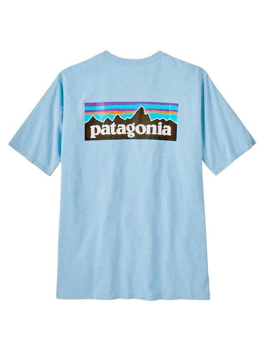 P 6 Logo Responsibili Short Sleeve T-Shirt Light Blue - PATAGONIA - BALAAN 1