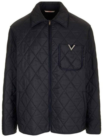 Men s V detail zip up jacket black - VALENTINO - BALAAN 1