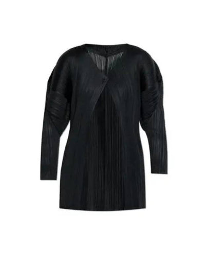 Women's Pleats Button Cardigan Black - ISSEY MIYAKE - BALAAN 2