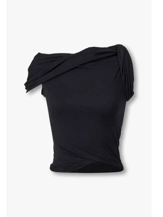 WOMEN UNBALANCE KNOT SHOULDER TOP BLACK - RICK OWENS - BALAAN 1