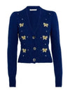 Embroidered Butterfly Pointel Alpaca Cardigan Blue - ALESSANDRA RICH - BALAAN 2