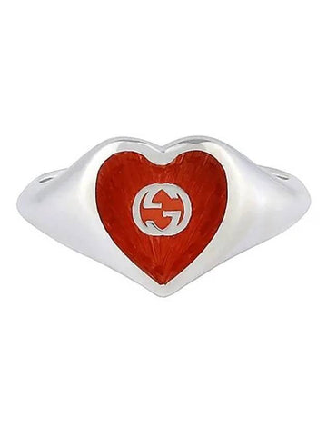 Interlocking G Enamel Heart Ring YBC645544001 - GUCCI - BALAAN 1