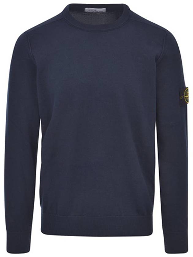 Crewneck Soft Cotton Knit Top Navy - STONE ISLAND - BALAAN 2