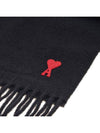 Small Heart Logo Classic Wool Scarf Black - AMI - BALAAN 7