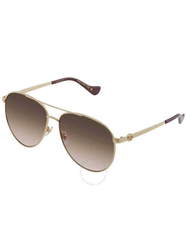 Eyewear Double Bridge Aviator Sunglasses Brown - GUCCI - BALAAN 4