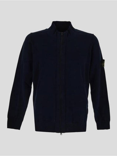 Wappen Patch Cotton Zip-Up Cardigan Navy - STONE ISLAND - BALAAN 1