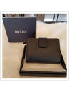 Small Saffiano Leather Half Wallet Black - PRADA - BALAAN 6