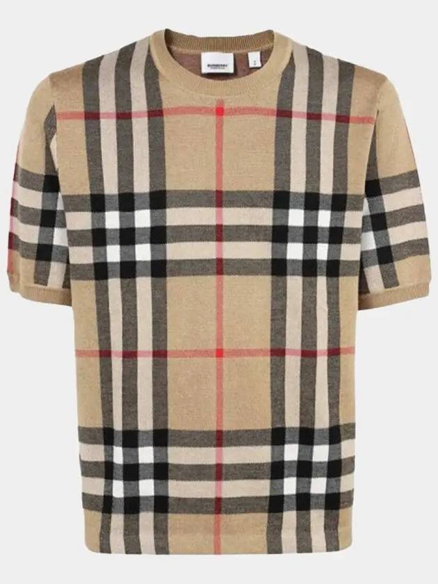 Men's Jacquard Check Pattern Silk Wool Knit Top Beige - BURBERRY - BALAAN 2