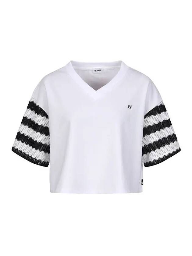 Striped Lace Sleeve T-Shirt MW4ME424 - P_LABEL - BALAAN 7