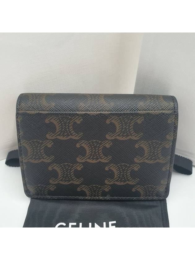 Triomphe Canvas Flap Card Holder Tan Brown - CELINE - BALAAN 4