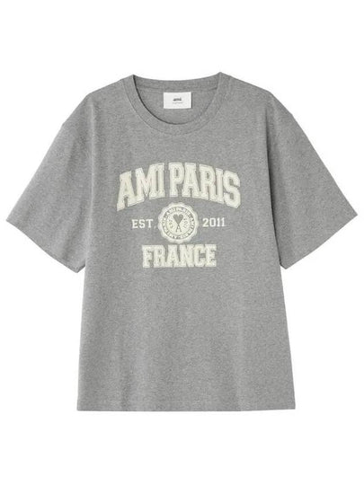 Paris Logo Short Sleeve T-Shirt Grey - AMI - BALAAN 2