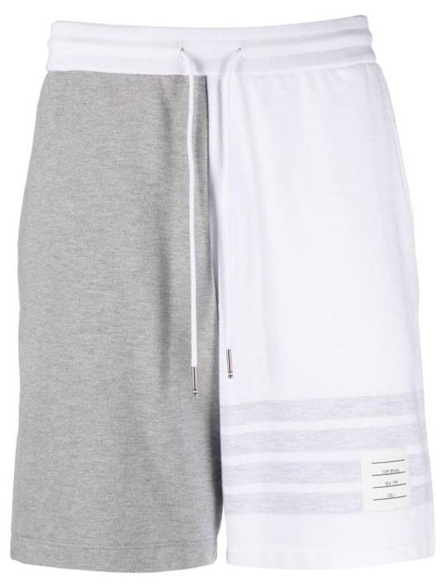 4 Bar Stripe Fun Mix Shorts White Grey - THOM BROWNE - BALAAN 1