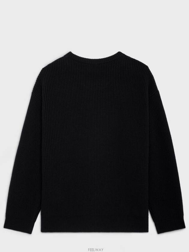 Logo Oversized Wool Knit Top Black - CELINE - BALAAN 3