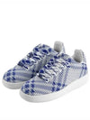 Box Check Print Leather Low Top Sneakers Royal Blue - BURBERRY - BALAAN 2