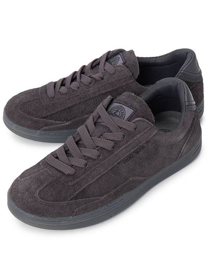 Logo Suede Low Top Sneakers Grey - STONE ISLAND - BALAAN 2