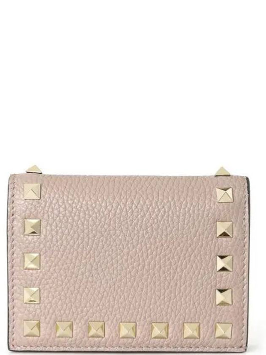 Rockstud Flip Bicycle Wallet Beige - VALENTINO - BALAAN.