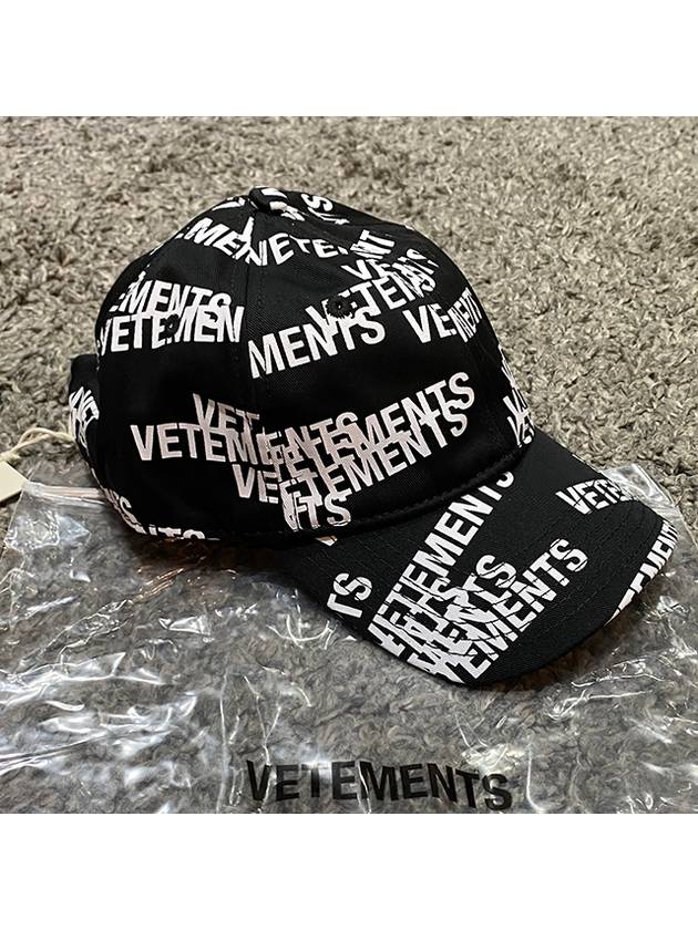 All-Over Logo Cotton Ball Cap Black - VETEMENTS - BALAAN 4