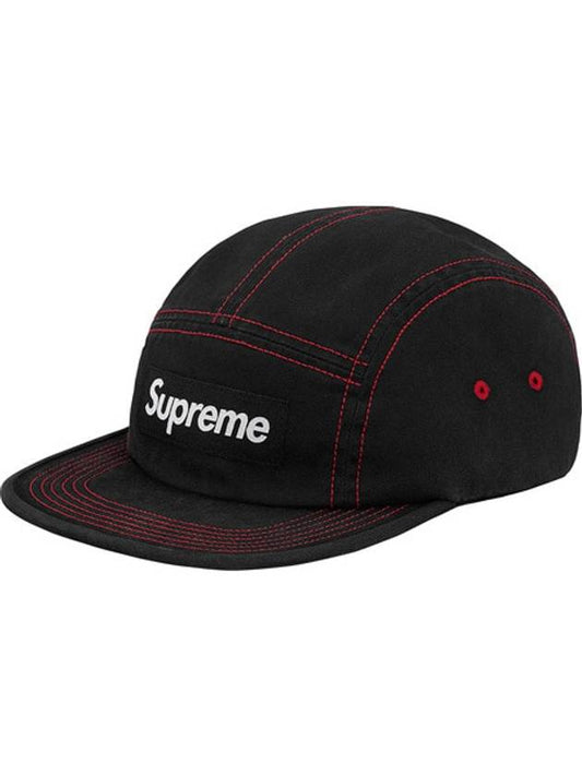 Contrast Stitch Camp Cap Black - SUPREME - BALAAN 1