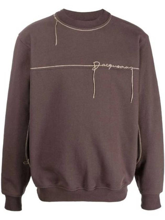 Le Fio Embroidered Logo Sweatshirt Dark Brown - JACQUEMUS - BALAAN 1