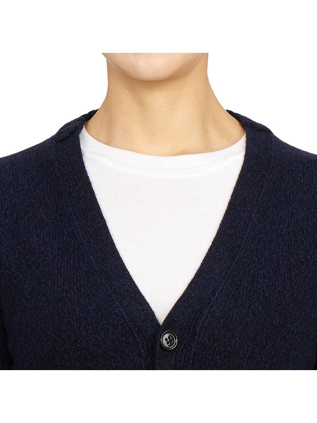 Embroidered Heart Logo Cashmere Cardigan Navy - AMI - BALAAN 7