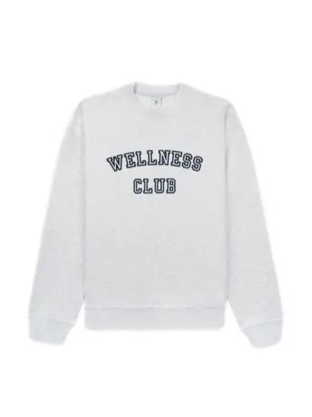 Wellness Club Flock Crew Neck Cotton Sweatshirt Light Grey - SPORTY & RICH - BALAAN 2