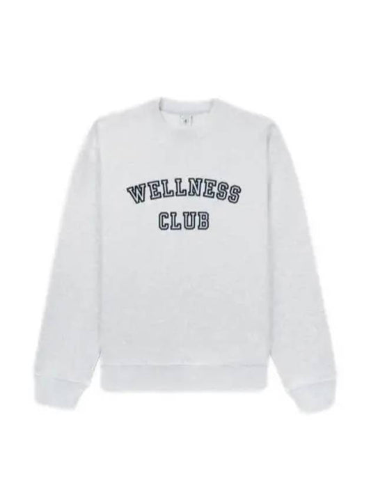 Wellness Club Flock Crew Neck Cotton Sweatshirt Light Grey - SPORTY & RICH - BALAAN 2