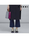 Color Block Logo Print Leather Tote Bag Grey - MARNI - BALAAN 8