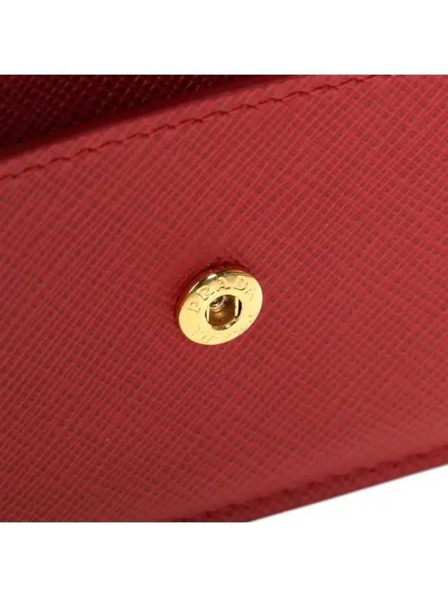 Saffiano Triangle Logo Flap Half Wallet Red - PRADA - BALAAN 9