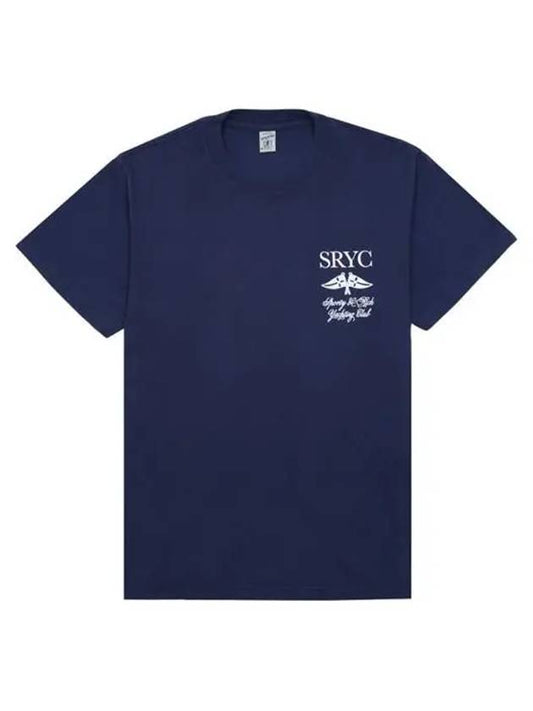 Logo Print Cotton Short Sleeve T-Shirt Navy - SPORTY & RICH - BALAAN 2