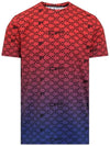 Monogram Short Sleeve T-Shirt Red Blue - OFF WHITE - BALAAN.