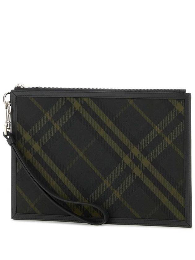 Check Zip Wrist Strap Clutch Bag Shadow - BURBERRY - BALAAN 3