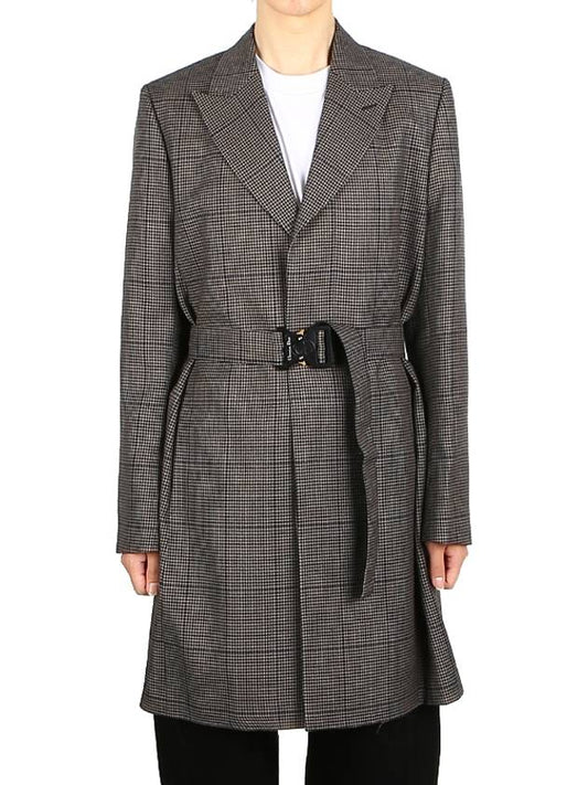 Houndstooth Belted Single Coat Dark Brown - DIOR - BALAAN 2