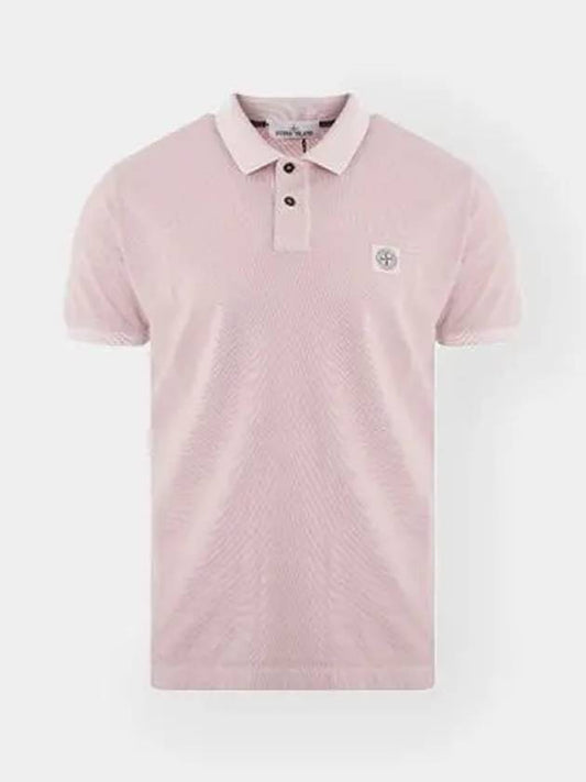 Logo Patch Washing Polo Shirt Pink - STONE ISLAND - BALAAN 2