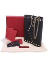 Women s Valentino QW2P0Q48VSH Black Calfskin Rockstud Chain Clutch gt Pouch Gangbuk used luxury goods - VALENTINO - BALAAN 3