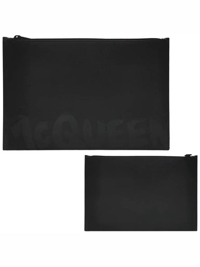 Logo Print Clutch Bag Black - ALEXANDER MCQUEEN - BALAAN 2