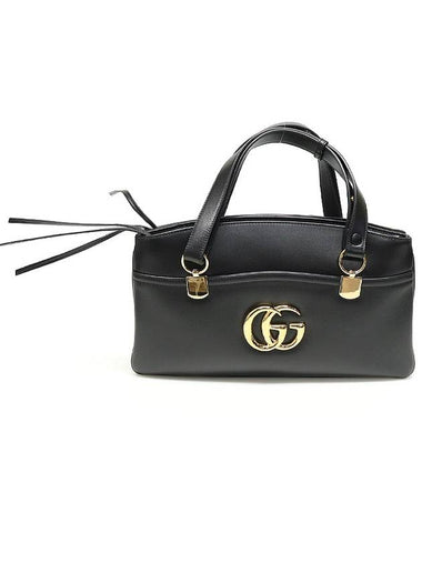 550130 Black Calfskin Gold Plated Double G Ali Large Top Handle Tote Bag - GUCCI - BALAAN 1