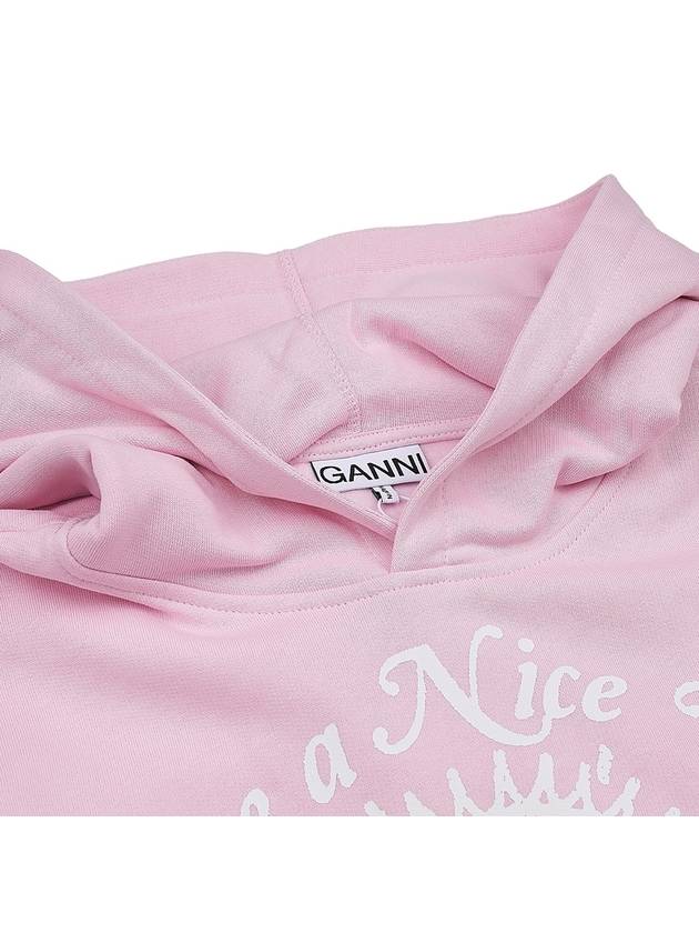 Women's Logo Print Organic Cotton Hoodie Pink - GANNI - BALAAN 6