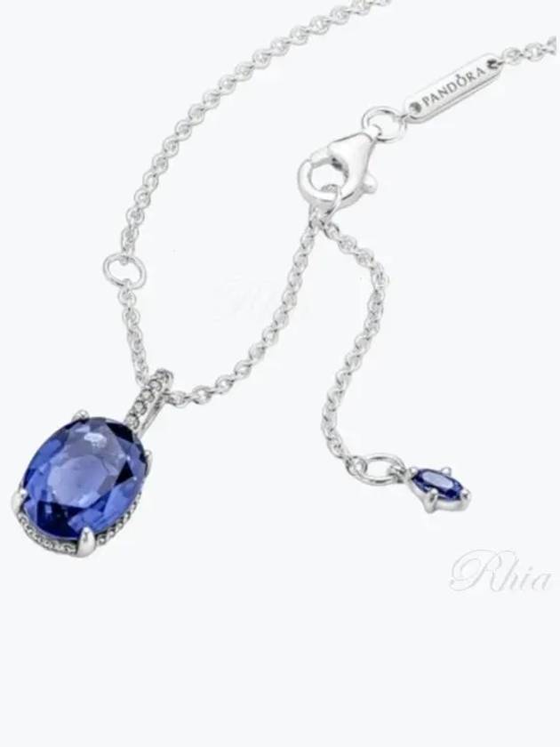 Sparkling Statement Halo Pendant Necklace Blue - PANDORA - BALAAN 2