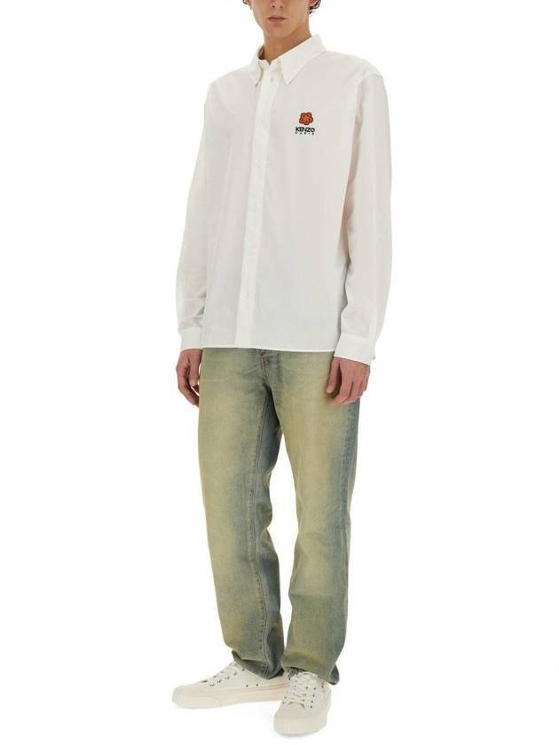 Boke Flower Casual Long Sleeve Shirt White - KENZO - BALAAN 3