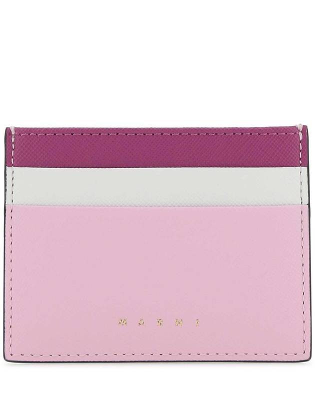 Saffiano Color Block Card Wallet Pink - MARNI - BALAAN 1