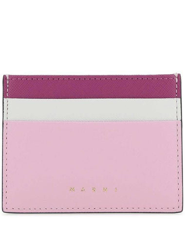 Saffiano Color Block Card Wallet Pink - MARNI - BALAAN 1