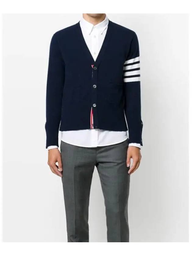 Men's Diagonal Classic Cashmere Cardigan Navy - THOM BROWNE - BALAAN 5