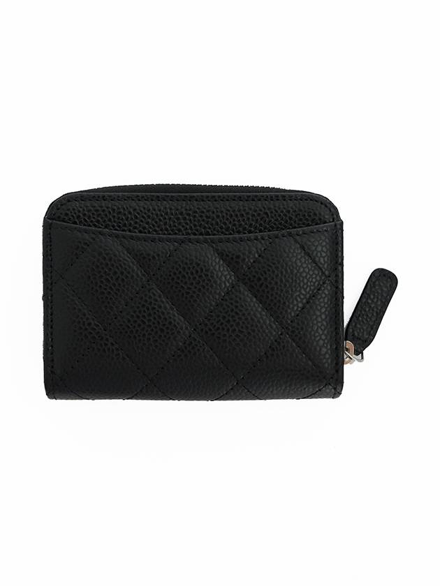 Classic Zipped Coin Purse Grained Calfskin Silver Black - CHANEL - BALAAN 3