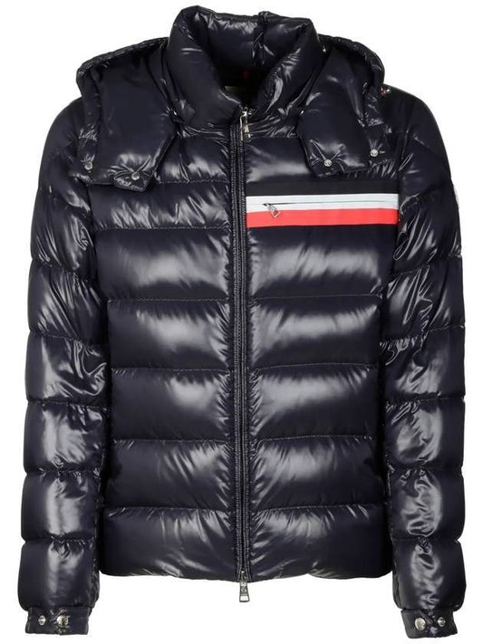 Men's Mounier Lining Logo Patch Hooded Short Padded Jacket Navy - MONCLER - BALAAN 1