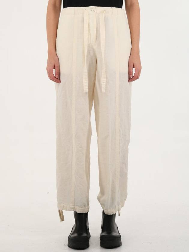 Women's Drawstring Straight Pants White - JIL SANDER - BALAAN 2