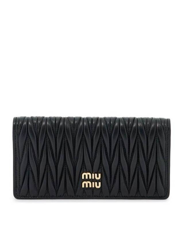 Matelasse Logo Leather Long Wallet Black - MIU MIU - BALAAN 1