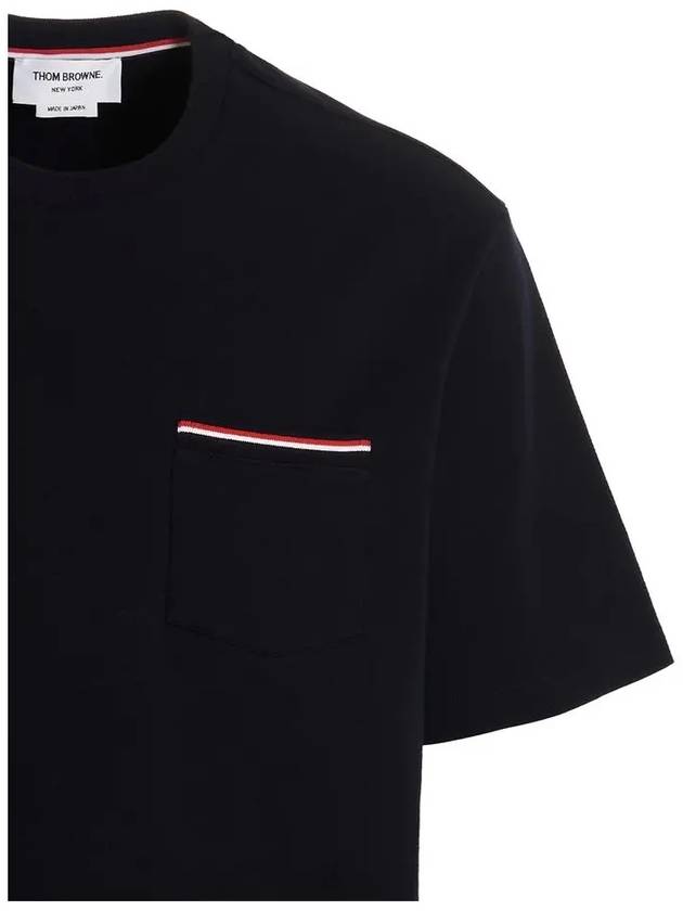 Cotton Oversized Pocket Short Sleeve T-Shirt Navy - THOM BROWNE - BALAAN 5